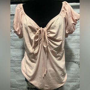 Plus off-the-shoulder drawstring front tee